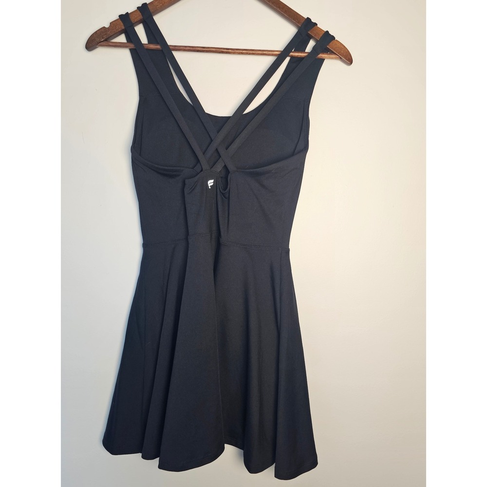 Athleisure Fabletics Active Tennis Dress Womens Medium Short Black Strappy Back - Picture 2 of 8